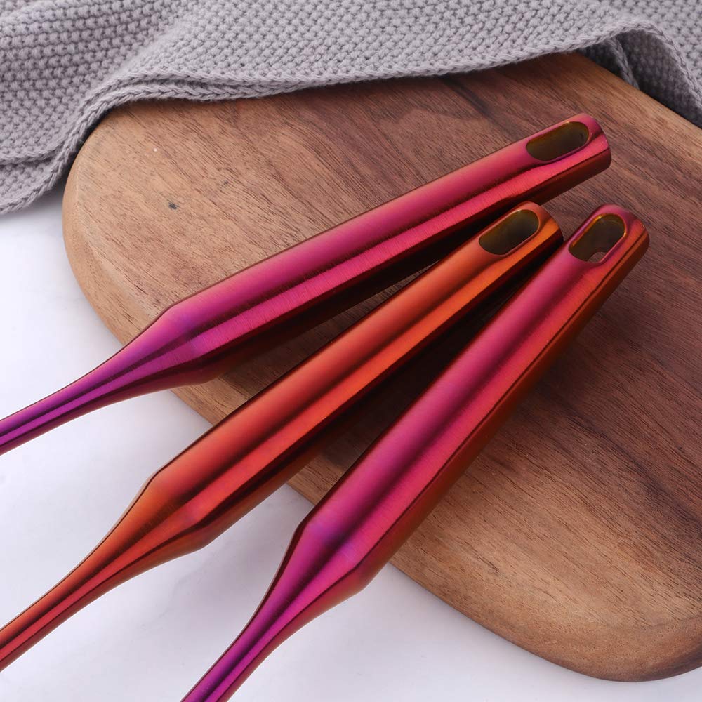 Set di utensili da cucina in acciaio inox di alta qualità, 10 pezzi, arancione rosso placcato in titanio, con cucchiai, spatole, mestoli, utensili da cucina moderni e accessori