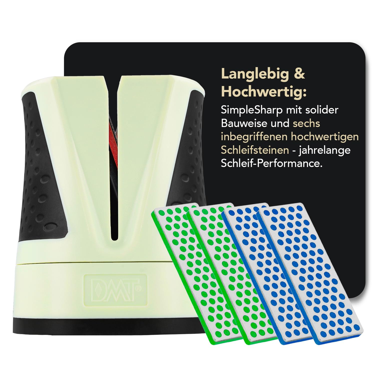 DMT SimpleSharp Mint Bundle Grob, Fein & Extrafein | Diamant Messerschärfer für rasiermesserscharfe Klingen mit perfektem Schleifwinkel | Schärft beidseitig mit extraharten Diamant-Steinen