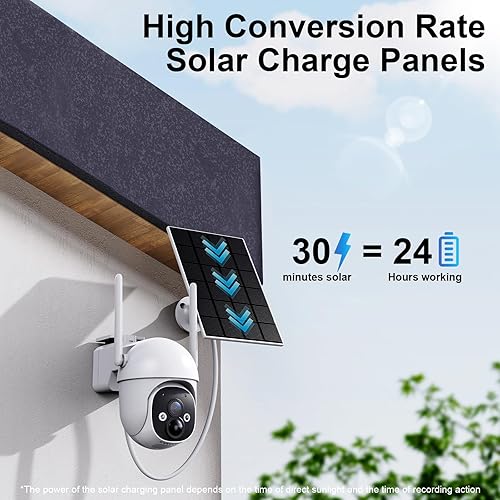 Miniatura 3 de Cámaras solares inalámbricas para exteriores, cámaras de visión de 360  para seguridad en el hogar, detección PIRcámara solar WiFi de 2.4 GHzimagen