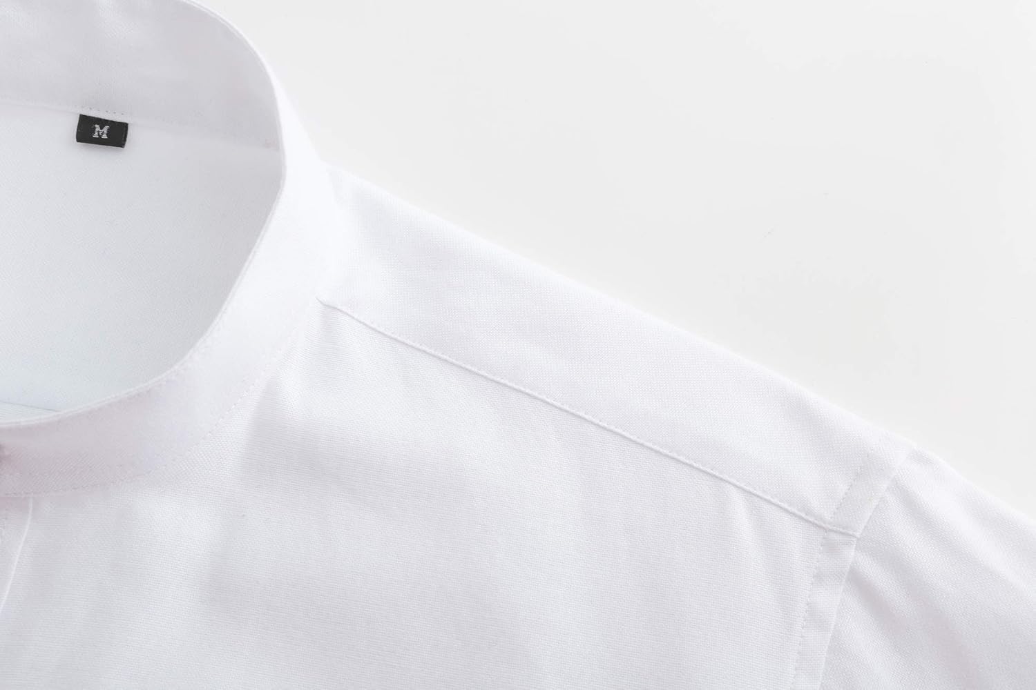 Men Banded Collar Shirts Oxford Mandarin Collar Shirt Camisa sin Cuello para Hombre - Image 2