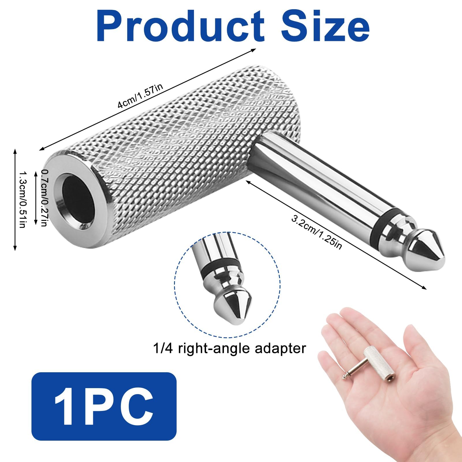 6.35mm Jack Right Angle TRS Adapter Metal - Image 2