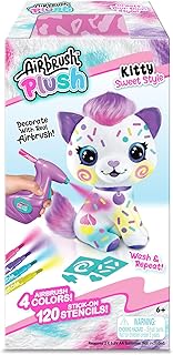 Canal Toys Personalize Airbrush Plush Large Kitty! Decorate, wash, Repeat! Customize Your own Spray Art Plush with Markers, Battery Powered Airbrush and 100+ Stencils. Ages 6+