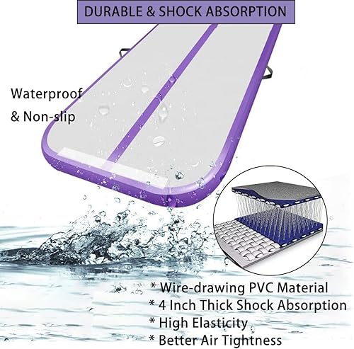 Miniatura 3 de Colchoneta inflable de gimnasia de 6.6 pies, 10 pies, 13 pies, 16 pies, 20 pies 48 pulgadas de grosor, rodillo de gimnasia con bomba de aire