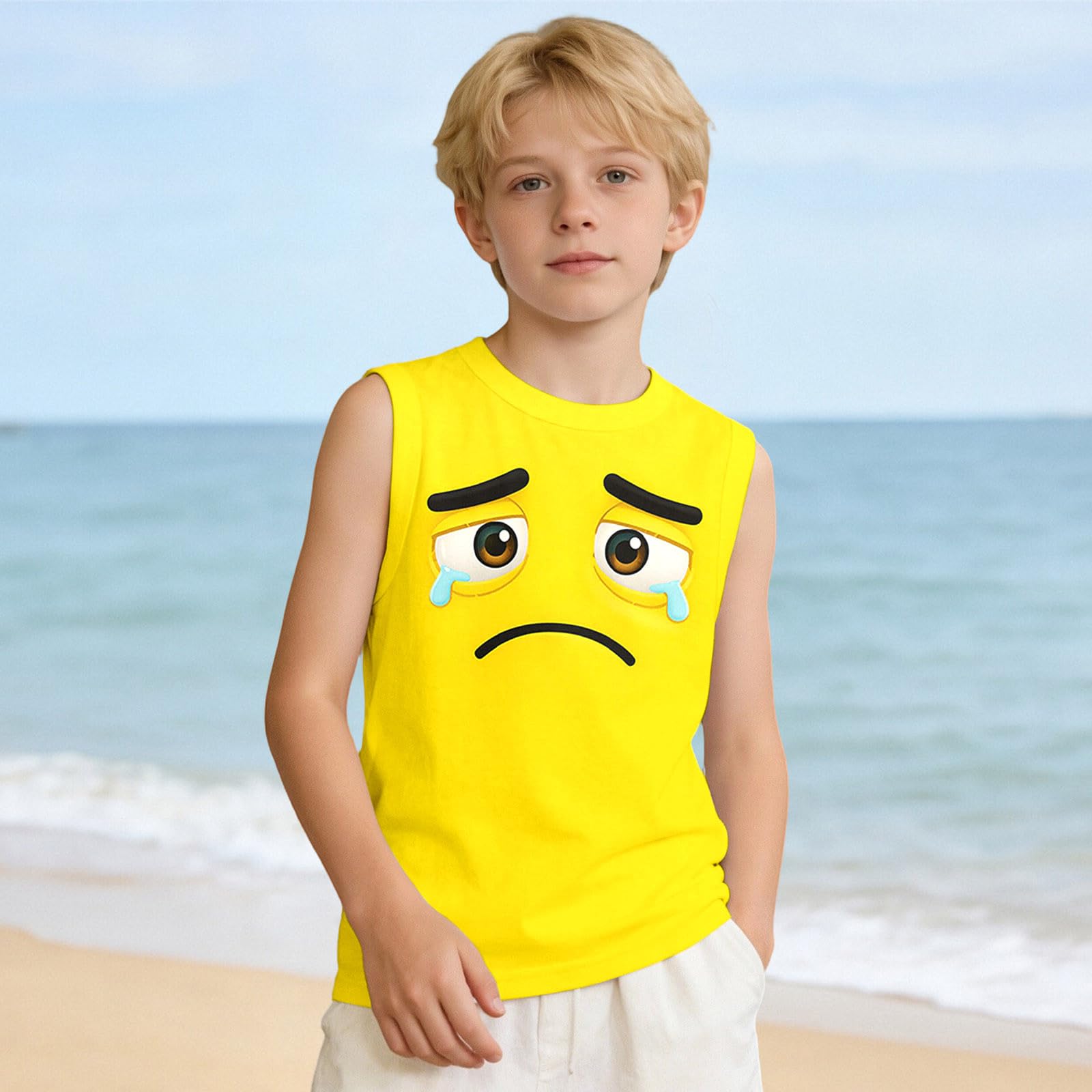Generico Canottiera Bambina Canotta Senza Maniche con Stampa Cartoni Animati per Bambini Abbigliamento Casual Estivo Giocoso Traspirante