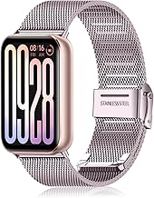 Strap for Xiaomi Mi Band 9 Pro/Xiaomi Smart Band 9 Pro/Smart Band 8 Pro/Mi Band 8 Pro, Stainless Steel Metal Replacement Bracelet, Men Women Adjustable Breathable Mesh Strap, pink, Milanese