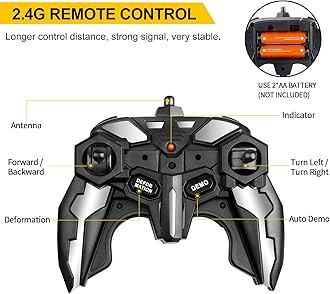 Blackma Remote Control Car - Transform, One-Button Deformation & 360°Rotating Drifting, Transform Robot RC Car with LED Light, Toy Gifts for 4 5 6 7 8 9 10 11 12 Years Old Boy (Yellow)