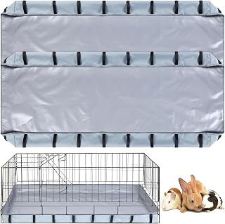 2 Piece Guinea Pig Cage Tarp Bottom for C&C 2 x 4 Grids Habitat, Guinea Pig Cage Liners Washable Small Animal Base Habitat Reusable Waterproof Cage Liner (Light Gray,55 x 28 x 4 in)