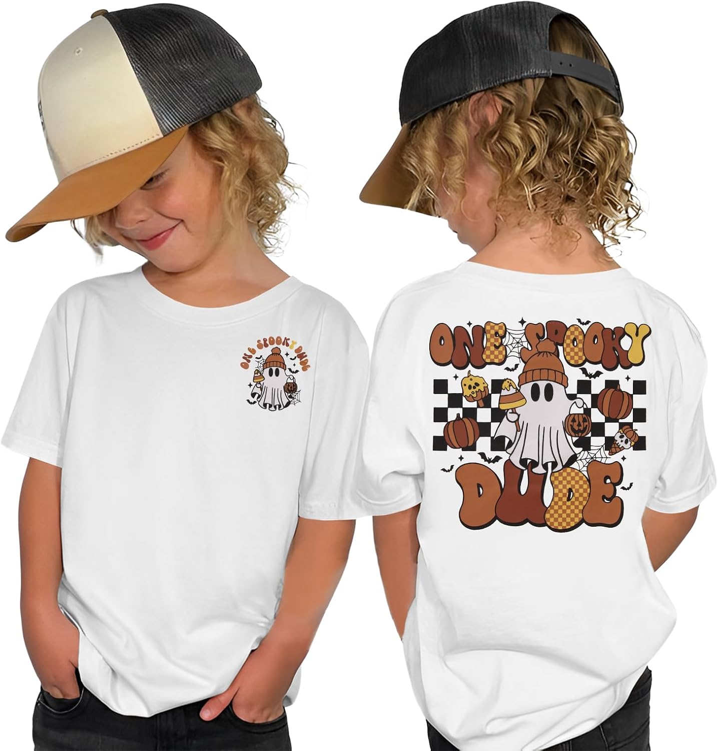 GLIGLITTR Toddler Boy Halloween Shirt One Spooky Dude Ghost Tshirt Baby 1st Halloween Birthday Tee Spooky Season Fall Outfits