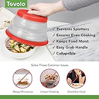 Vista 3 de Tovolo Cubierta de salpicaduras para microondas para alimentos, paquete de 3 (rojo manzana caramelo) – Tapa protectora de salpicaduras de silicona