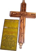 Vista 31 de Cruz de madera de olivo de Belén con un certificado y una tarjeta con una Oración al Señor