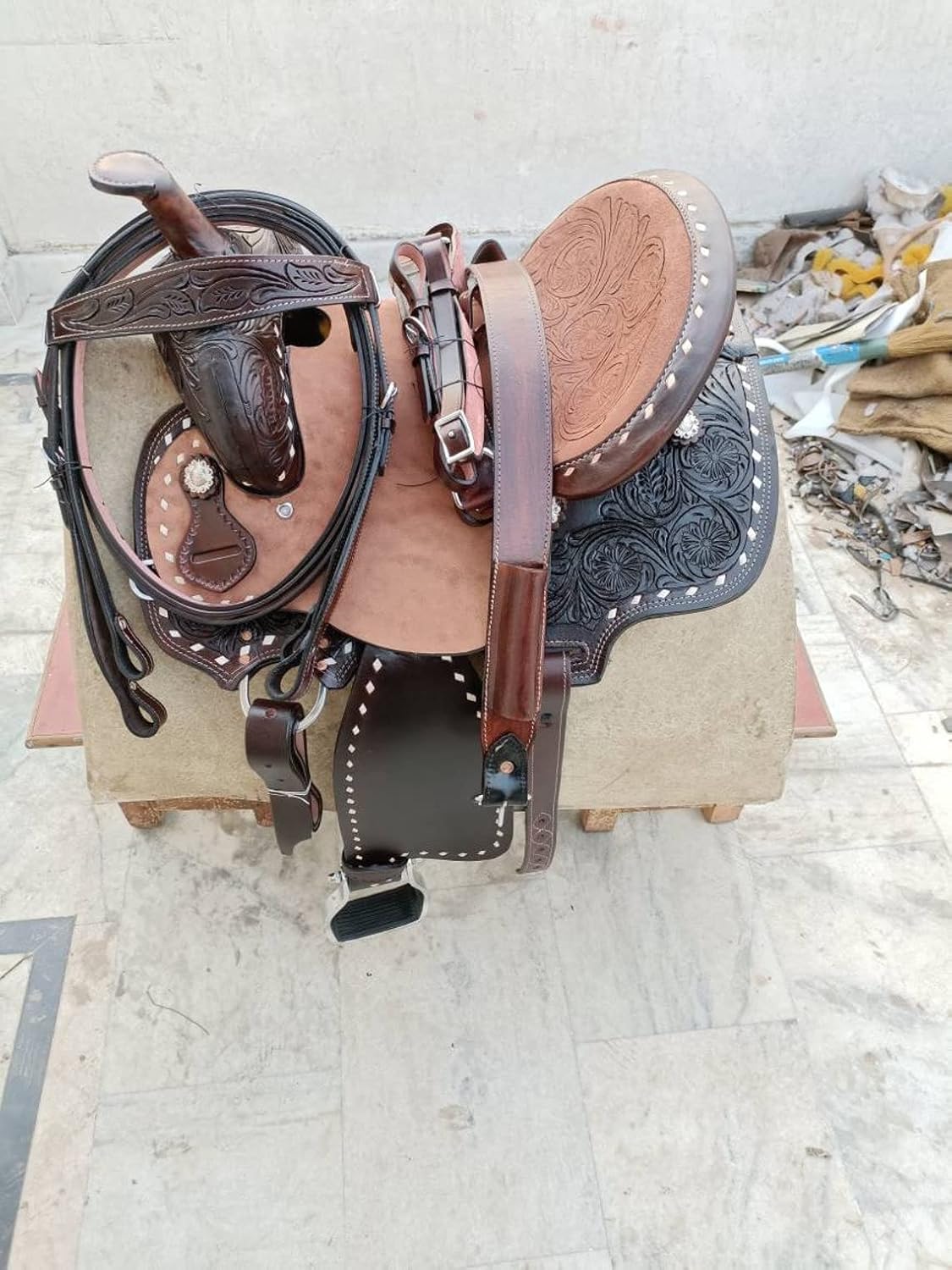 Amazon HORSE SADDLERY IMPEX キッズ ポニー&大人用 クラシック品質プレミアムレザー コンフォートウエスタン