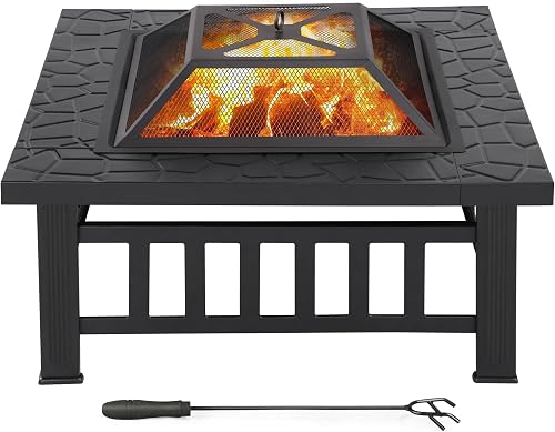 Brasero Extérieur 3 en 1 Carrée Multifonctionnelle 81x Yaheetech