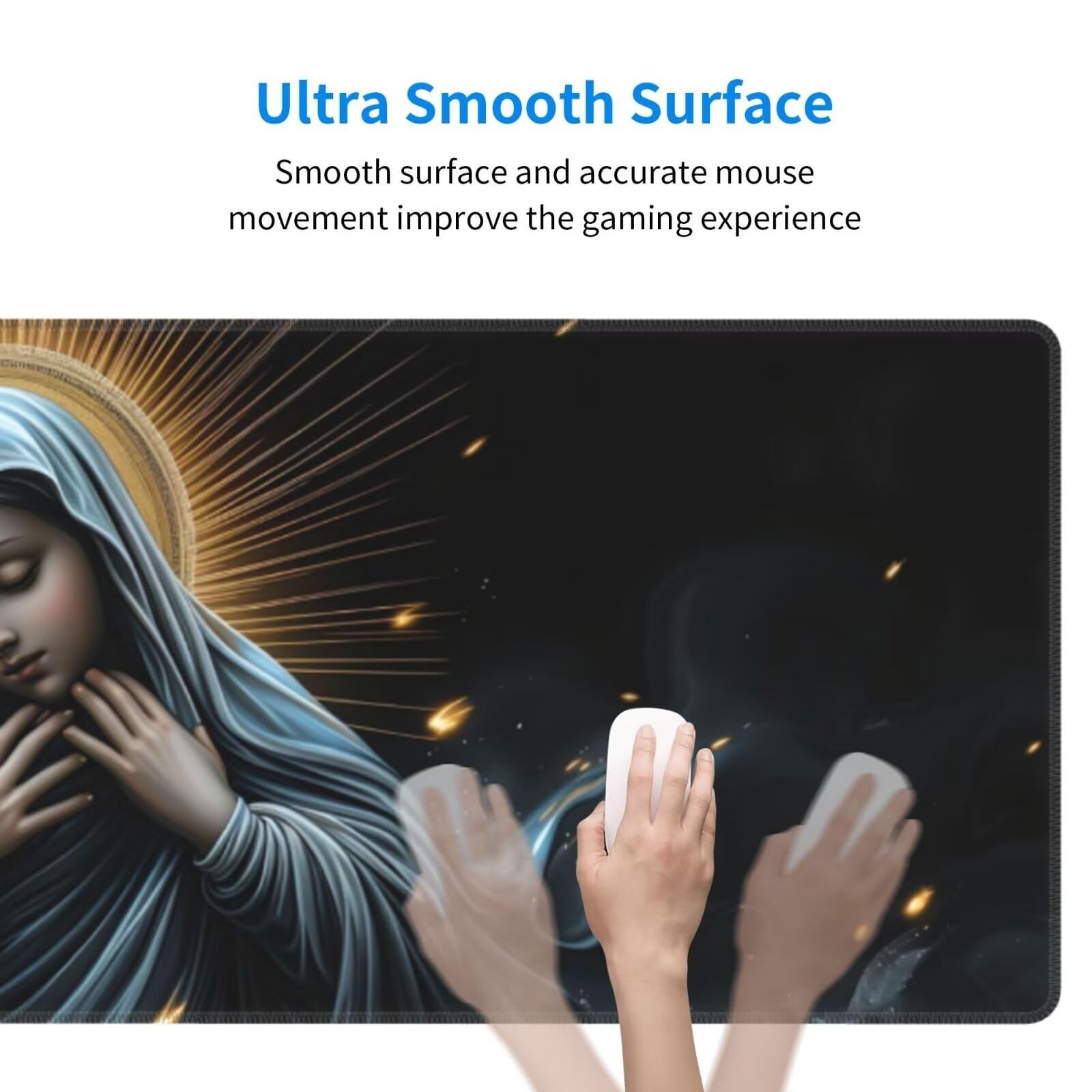 Tappetino Mouse, Tappetino Mouse Gaming Grande XXL 1500x800x3mm Tappetino Scrivania Mouse Pad, Base in Gomma Antiscivolo, Bordi Cuciti,Lavabile, Mousepad per Ufficio e Gaming (Nostra Signora) R-610