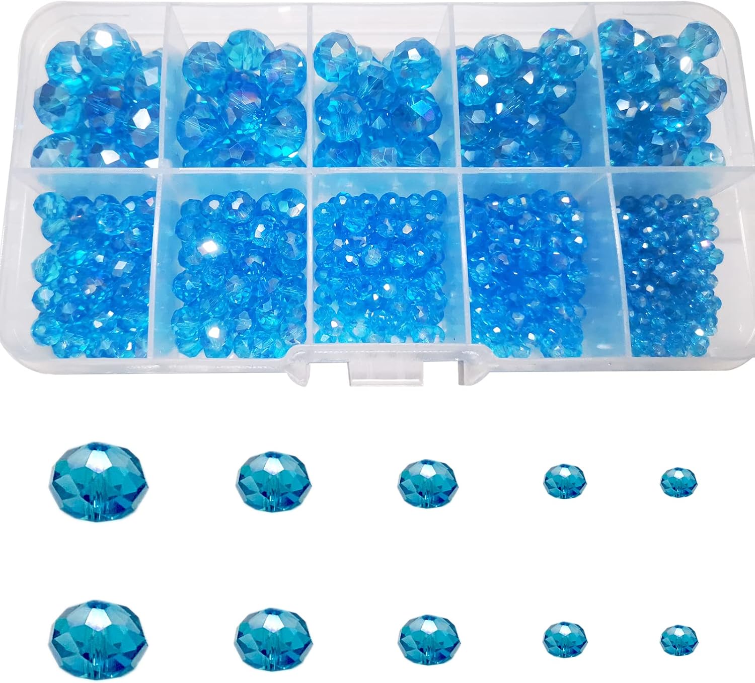 Gocelyn Crystal Glass Faceted Beads of AB Color (Blue)