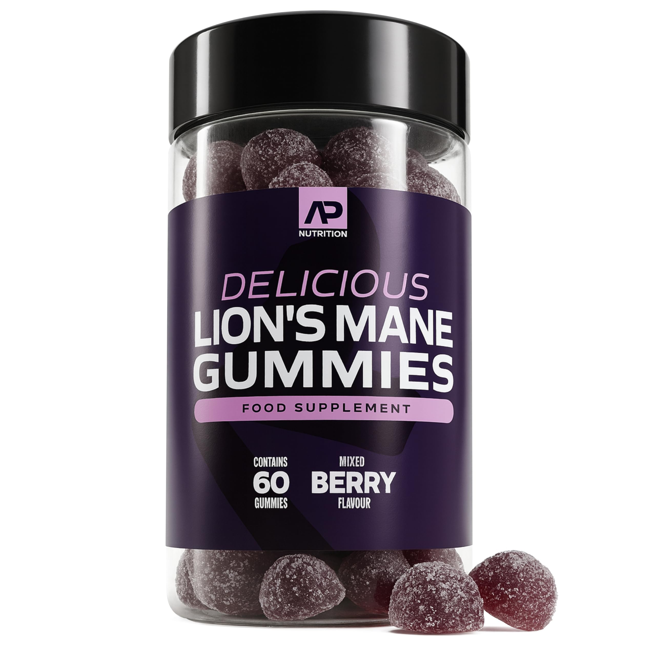 Lions Mane Gummies - 1000mg Lions Mane Mushroom - Delicious Mixed Berry Flavour Mushroom Supplement (60 Vegan Gummies)