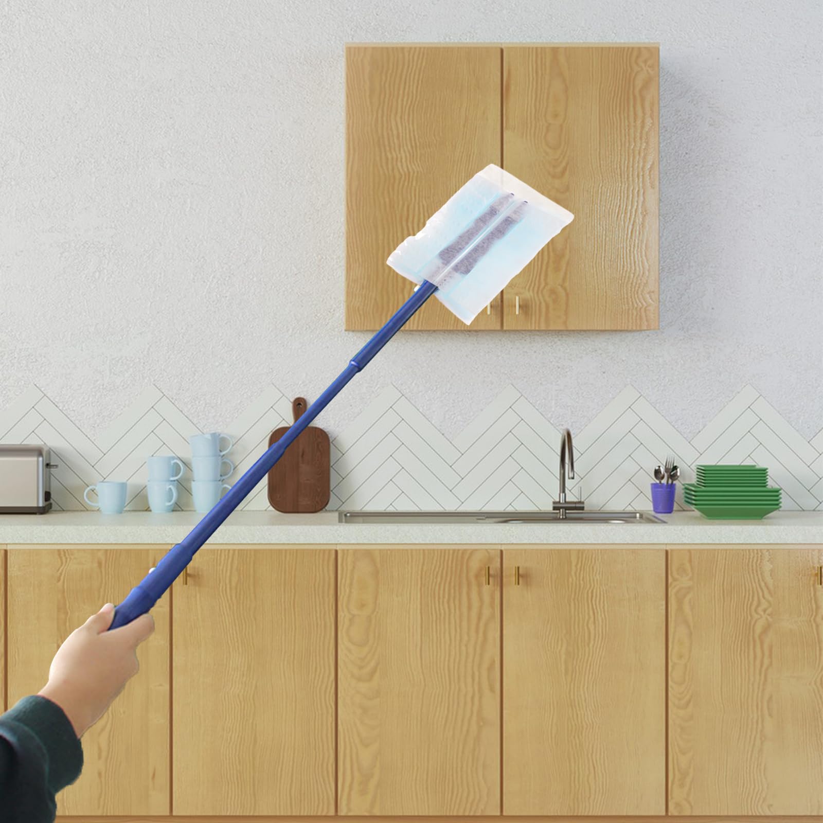 JMIATRY 100 ricariche usa e getta per spolverare, 180 panni resistenti, con manico regolabile, usa e getta, per la pulizia di casa, ufficio, persiane, soffitto