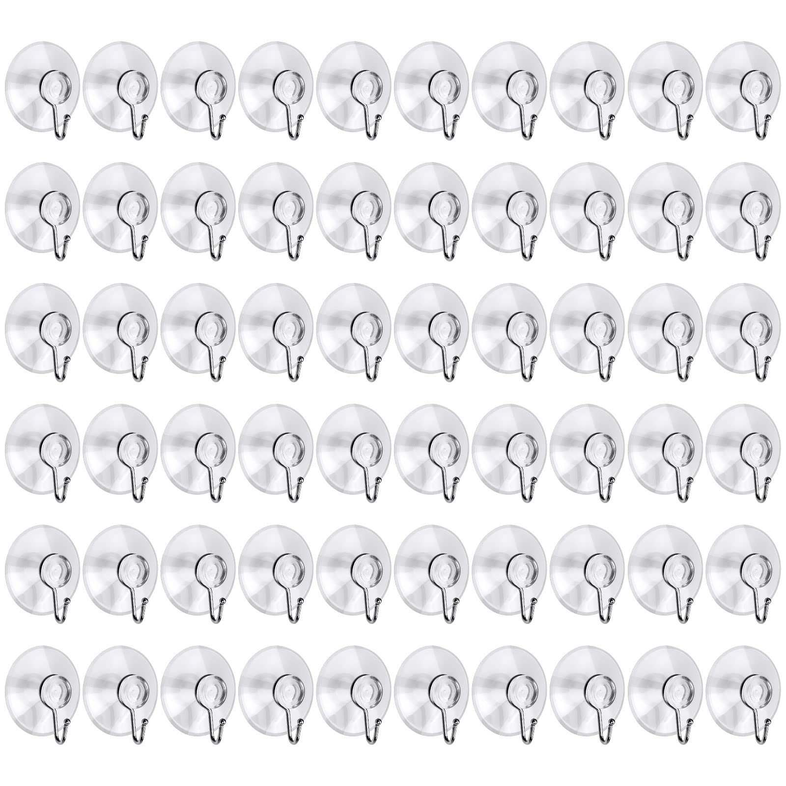 Awpeye 40 Packs Suction Cup Hooks, 1.77 Inches Universal Clear PVC Suction Cups for Shower Removable Window Suction Cups with Hooks for Kitchen Bathroom, Wall, Glass