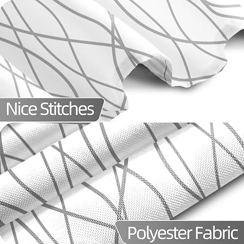 Miniatura 147 de Cortina de ducha pequeña a rayas gris claro degradado para baño, 36 x 72 pulgadas, juego de cortina de ducha geométrica para cabina de RV con Gris