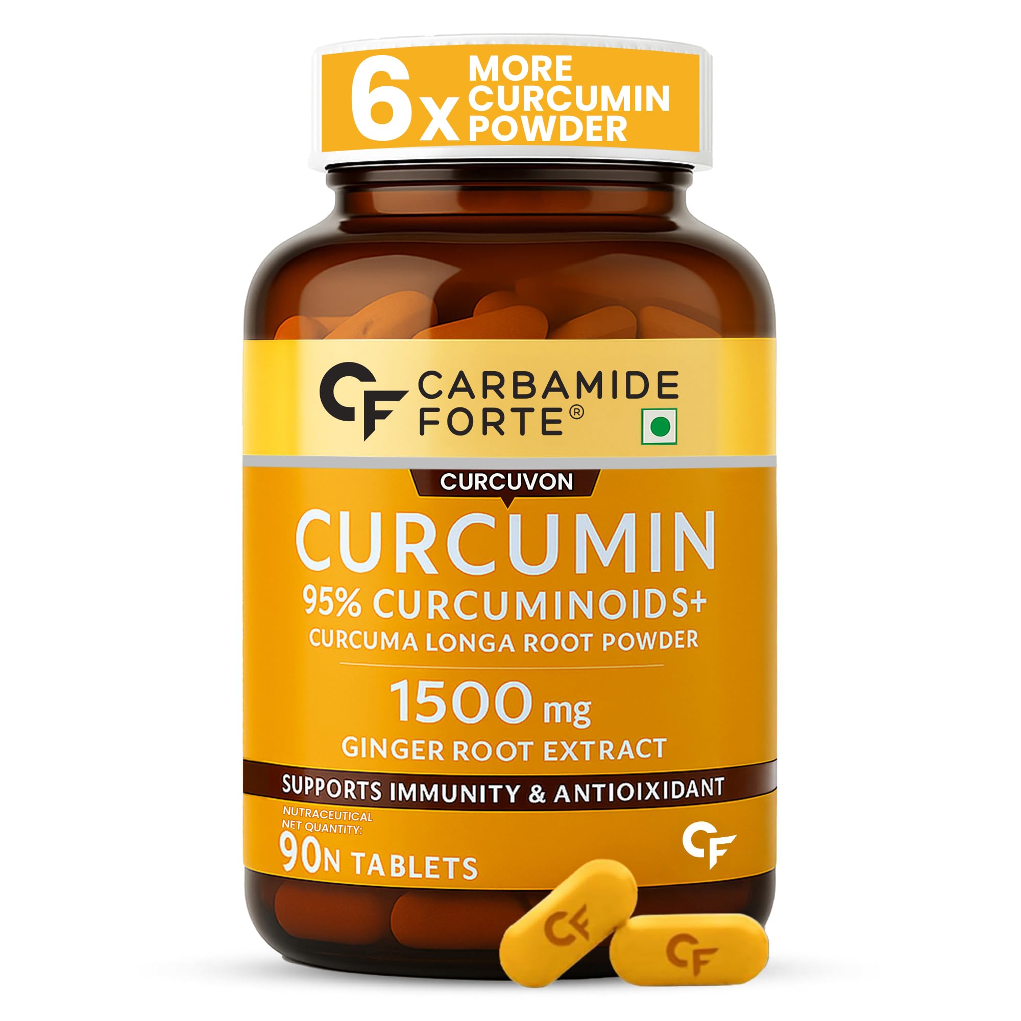 Carbamide Forte Curcumin Tablets with Piperine and 95% Curcuminoids | Anti inflammatory Supplement for Adults | With Curcuma Longa, Turmeric & Ginger Root extract | 90 Veg Tablets-image-41