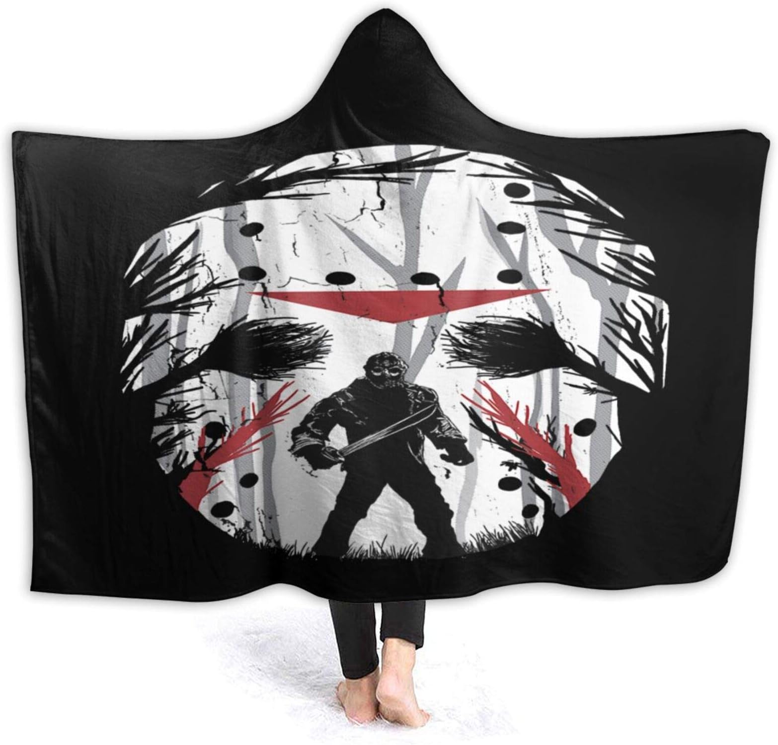Jason Voorhees Hooded Blanket Super Soft Cozy Lightweight Quilt for Sofa Bed Couch Car Suitable All Seasons 60"x50" Medium for Teen Medium for Teen