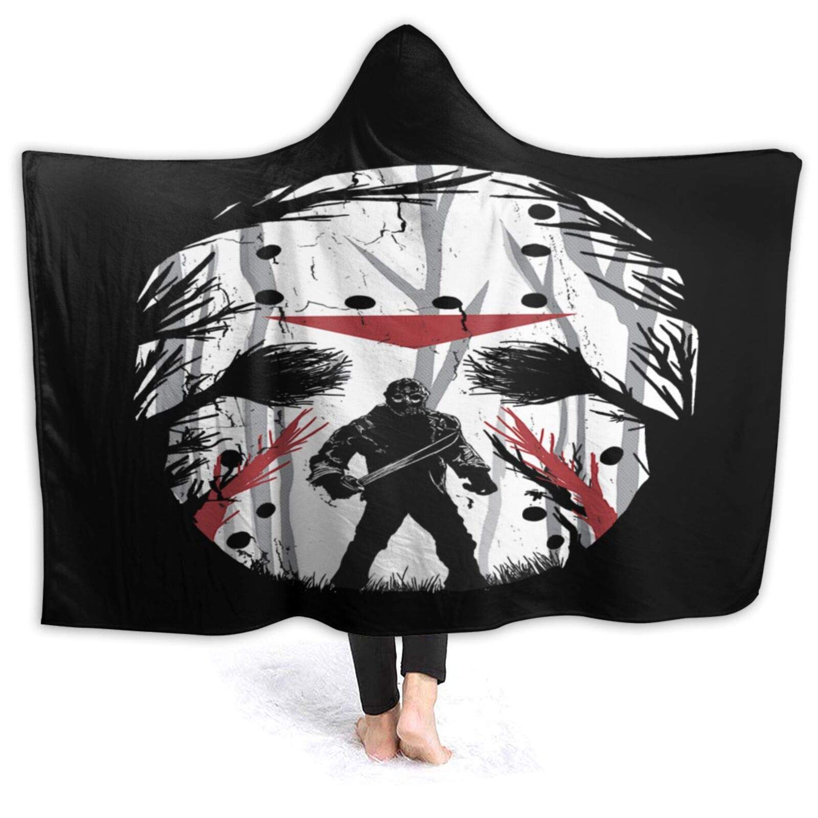 Jason Voorhees Hooded Blanket Super Soft Cozy Lightweight Quilt for Sofa Bed Couch Car Suitable All Seasons 60"x50" Medium for Teen Medium for Teen