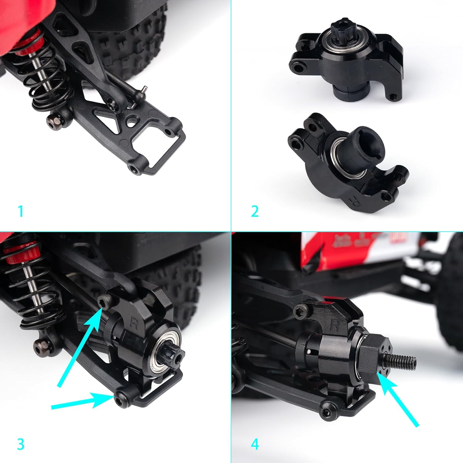LSG Aluminum Rear Steering Knuckles Rear Cup Hub for Arrma 1/18 Granite Grom Mega 380 Brushed 4X4 Monster Truck RC Car Upgrade Parts (Blue)