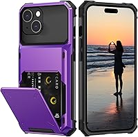 Vista 55 de Nvollnoe Compatible con iPhone 15 Funda con ranura para tarjetas, resistente, protectora de doble capa, a prueba de golpes, ranura oculta