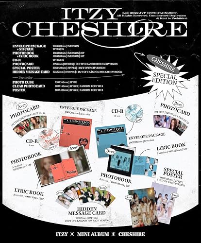 Miniatura 8 de ( Pre-Order Benefit ) (SPECIAL EDITION) ITZY CHESHIRE Mini Album ( A  B - Random Ver. +1ea Store Gift Card ) K-POP SELAED