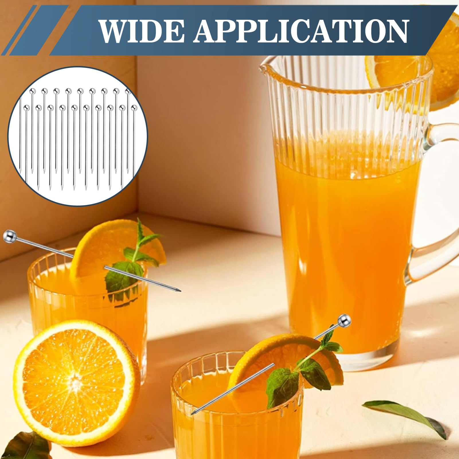 Lot de 20 Piques à Cocktail en Acier Inoxydable Argenté, Brochettes Réutilisables 11cm avec Tête à Boule pour Apéritif, Olives, Fruits et Martini, Accessoire Essentiel pour Bar et Fête