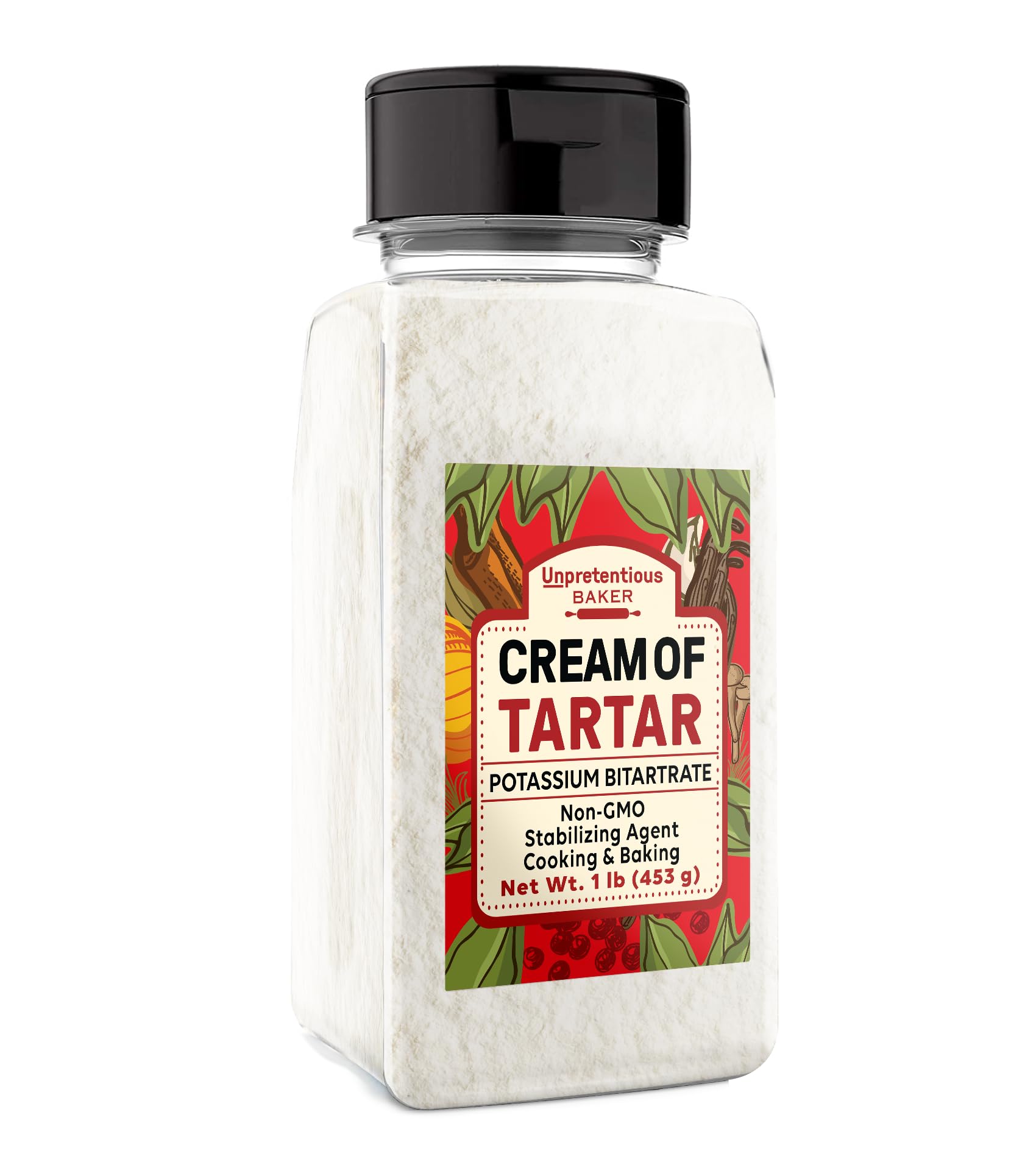 Unpretentious Cream of Tartar, 2 Cups, Non-GMO, Gluten Free, Vegan, Slotted Cap Spice Shaker