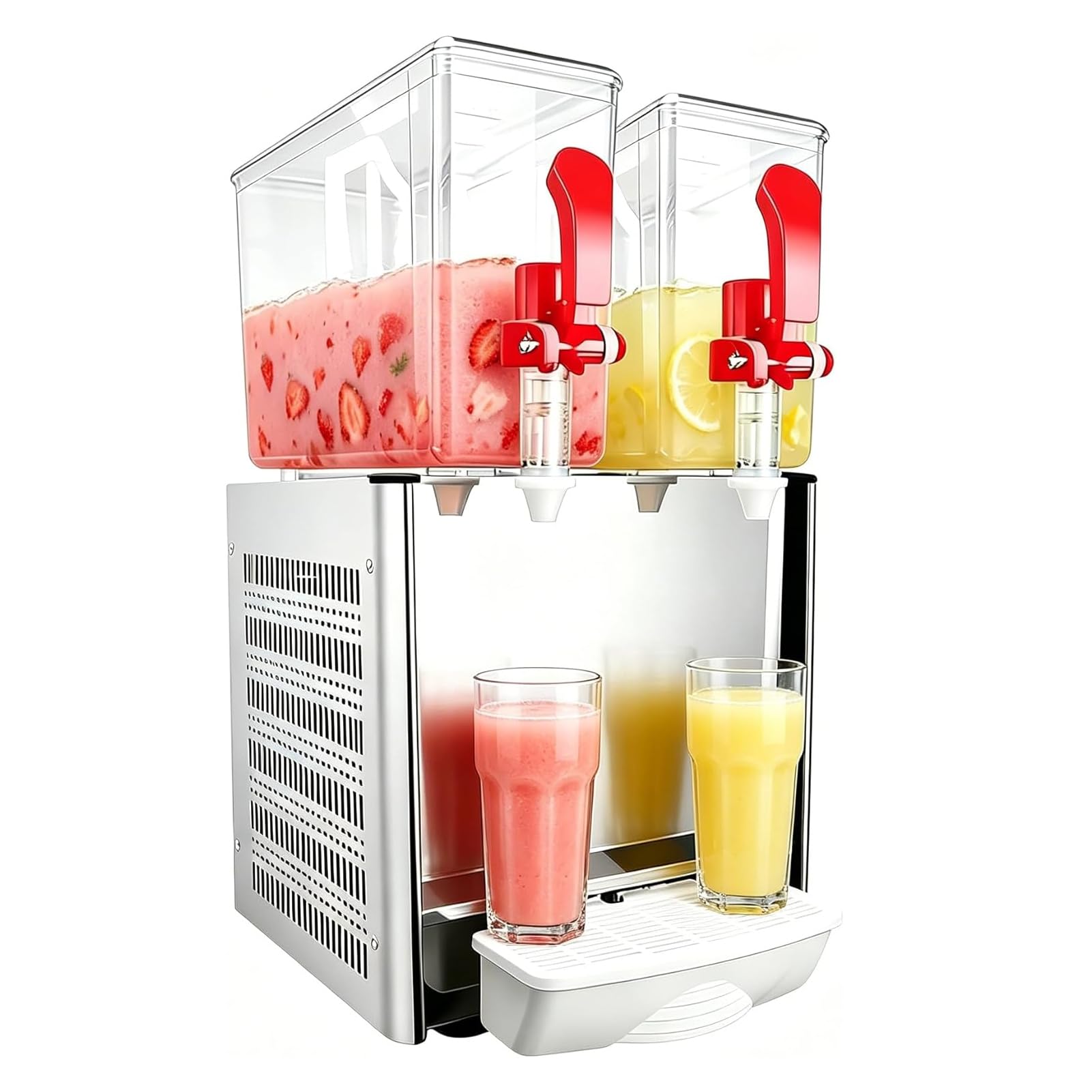 LYJIANGXIN Commercial Beverage Dispenser, 180w/280w Maquina para Aguas Frescas, Tanks Refrigerated Juice Dispenser, Stainless Steel Iced Tea Drink Machine for Parties, Self Service & Restaurant Use