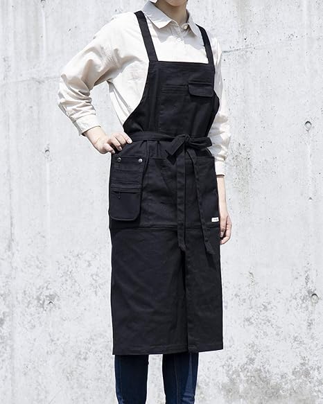 Amazon F F G ガーデニングエプロン ロング ブラック Fl B 腰巻 前結び 男女兼用 多収納 レディース メンズ 2way ガーデンエプロン