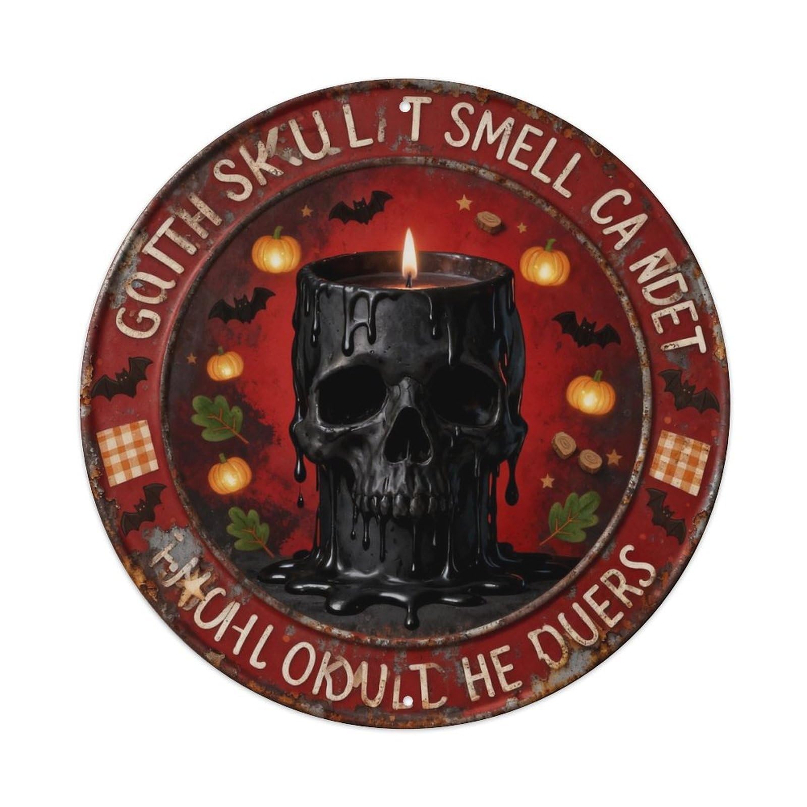 Goth Skull Candle Metal Tin Sign Plaque