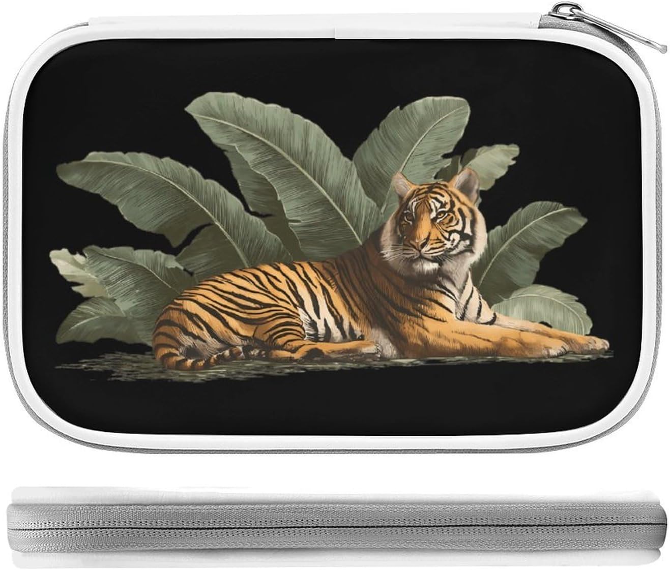 Tiger Banana Leaves Cosmetic Bag Makeup Brush Organizer Bags