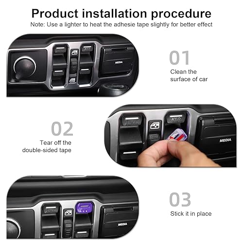 Miniatura 5 de CheroCar Cubierta de botón para interruptor de ventana Jeep JL, accesorios interiores para Jeep Wrangler JL JLU Gladiator JT 2018-2025 (morado)