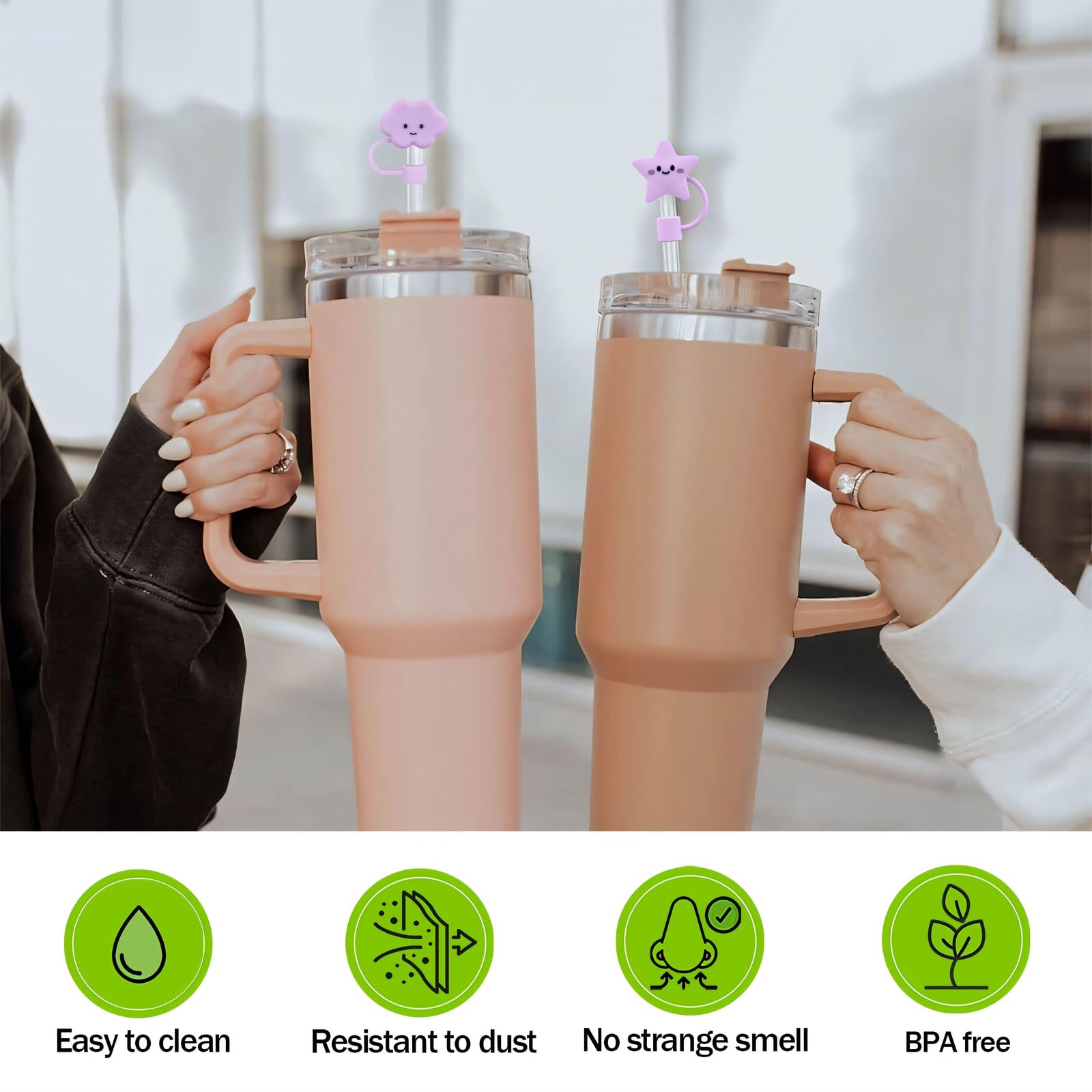 7 Pcs Stanley Cup Accessories - 6 Flower Straw Covers & 1 Protective Boot For 20-40oz Tumblers