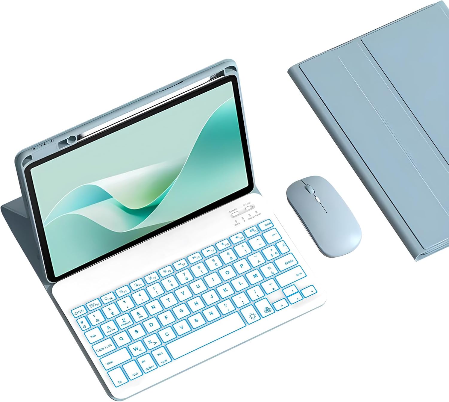 Keyboard Case for Redmi Pad Pro12.1 Inch, 7 Color Backlit Detachable Wireless Bluetooth Keyboard with Built-in Pencil Holder, Tablet Mouse,Green
