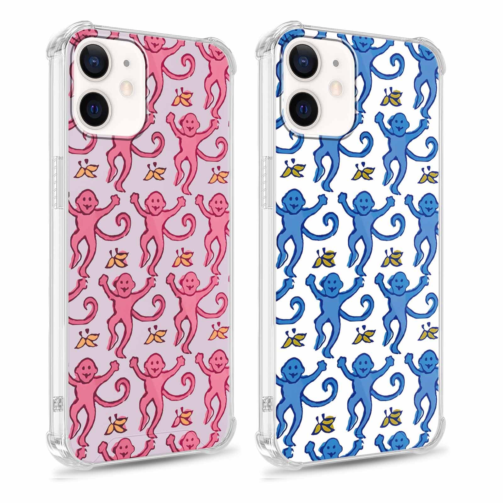 2 Pack Cute Clear Monkeys Phone Case for iPhone 11 6.1 inches, Aesthetic Trendy Preppy Monkeys Summer Pattern Protective Soft Slim Shockproof Hard Back Cover for Girls Woman