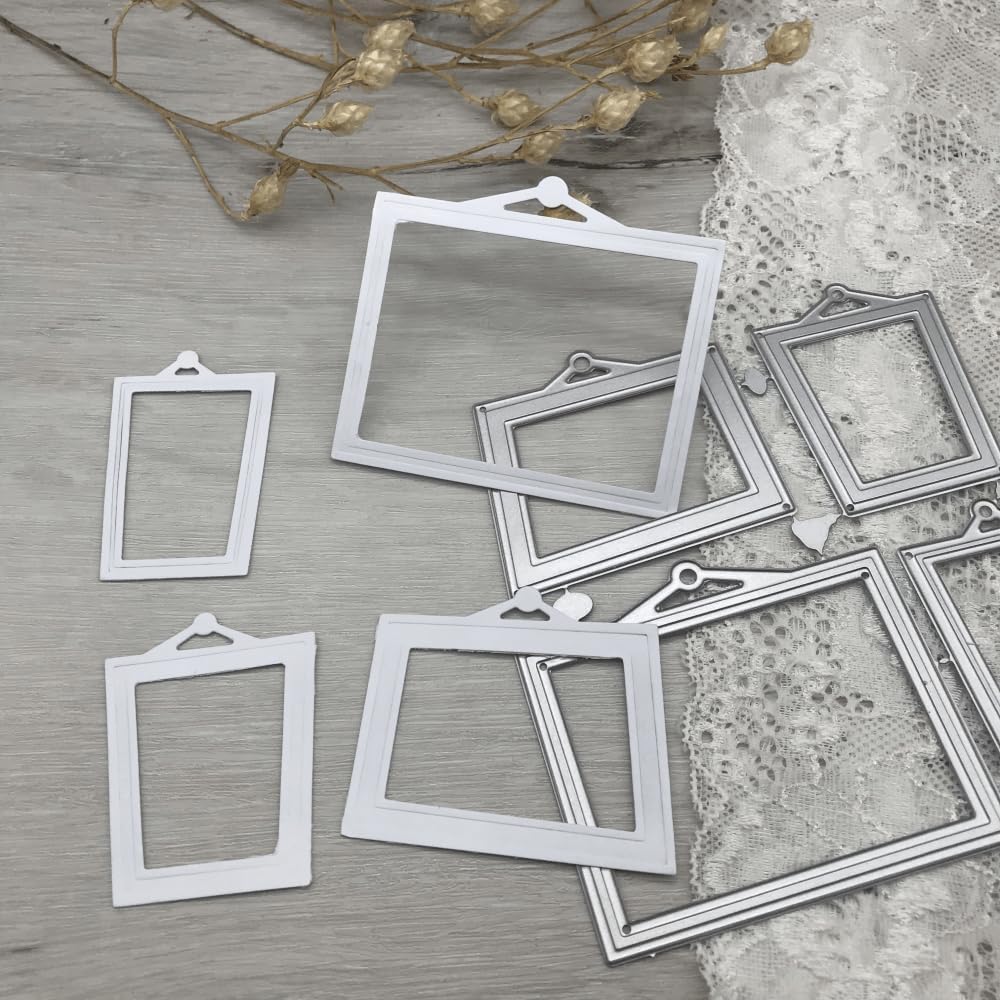 Cutting Dies for Frames, Background Design Template for Scrapbooking, Greeting Cards, Album Photos, DIY Paper Crafts, Cardstock (4pcs Photo Frames 5.1 x 4.8 in)