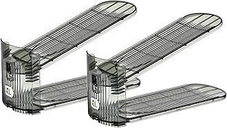 Uni HIMO Shoe Slots Organizer, Clear Shoe Stacker, Adjustable Level Shoe Rack,Storage Space Saver for Sneakers Display (Grey Transparent, 2Pack)