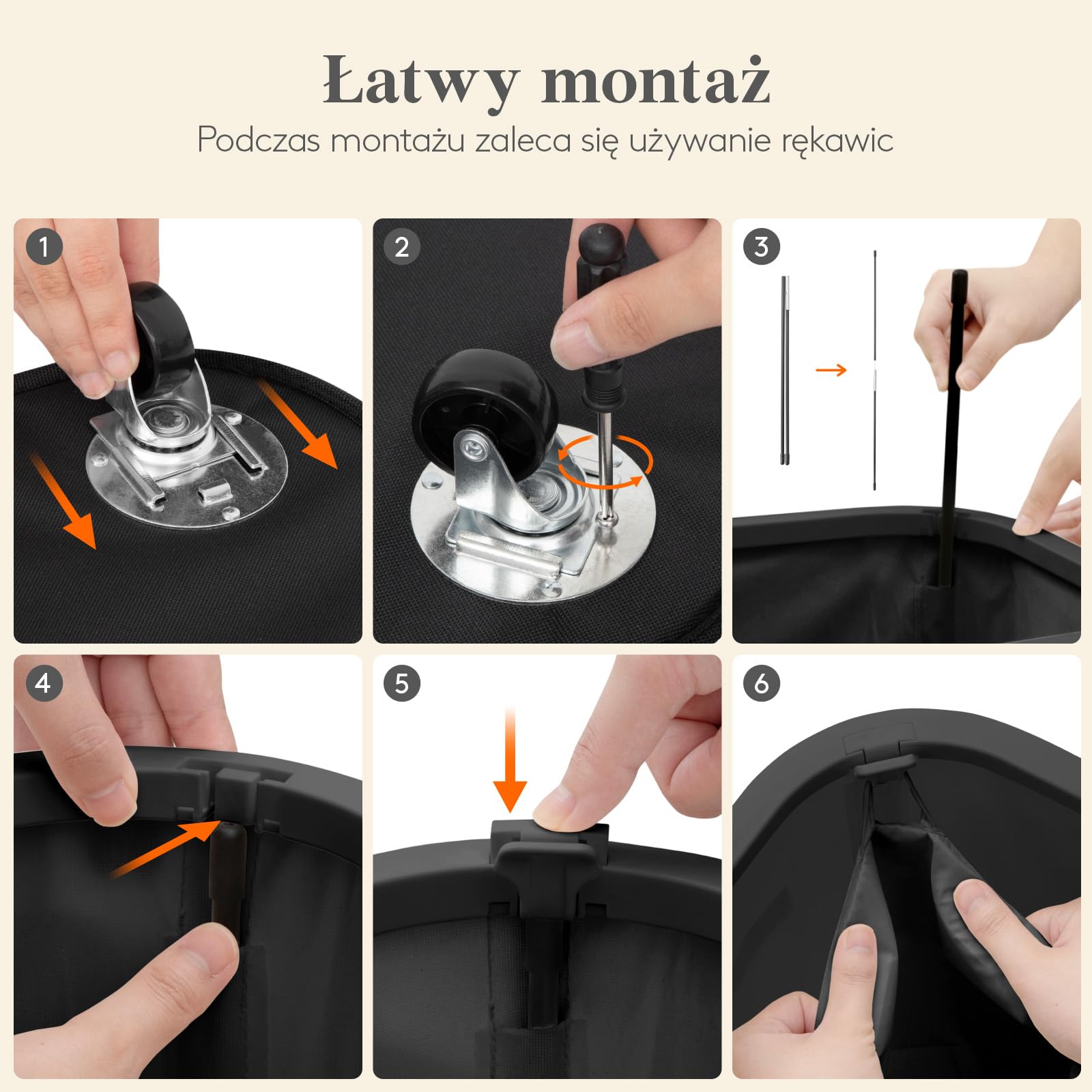 Lifewit Kosz na pranie z pokrywką na kółkach, 85L kosz na pranie z plastikowym ramieniem, składany duży kosz sortujący bieliznę, kosz na bieliznę Laundry Baskets do sypialni, łazienki, czarny