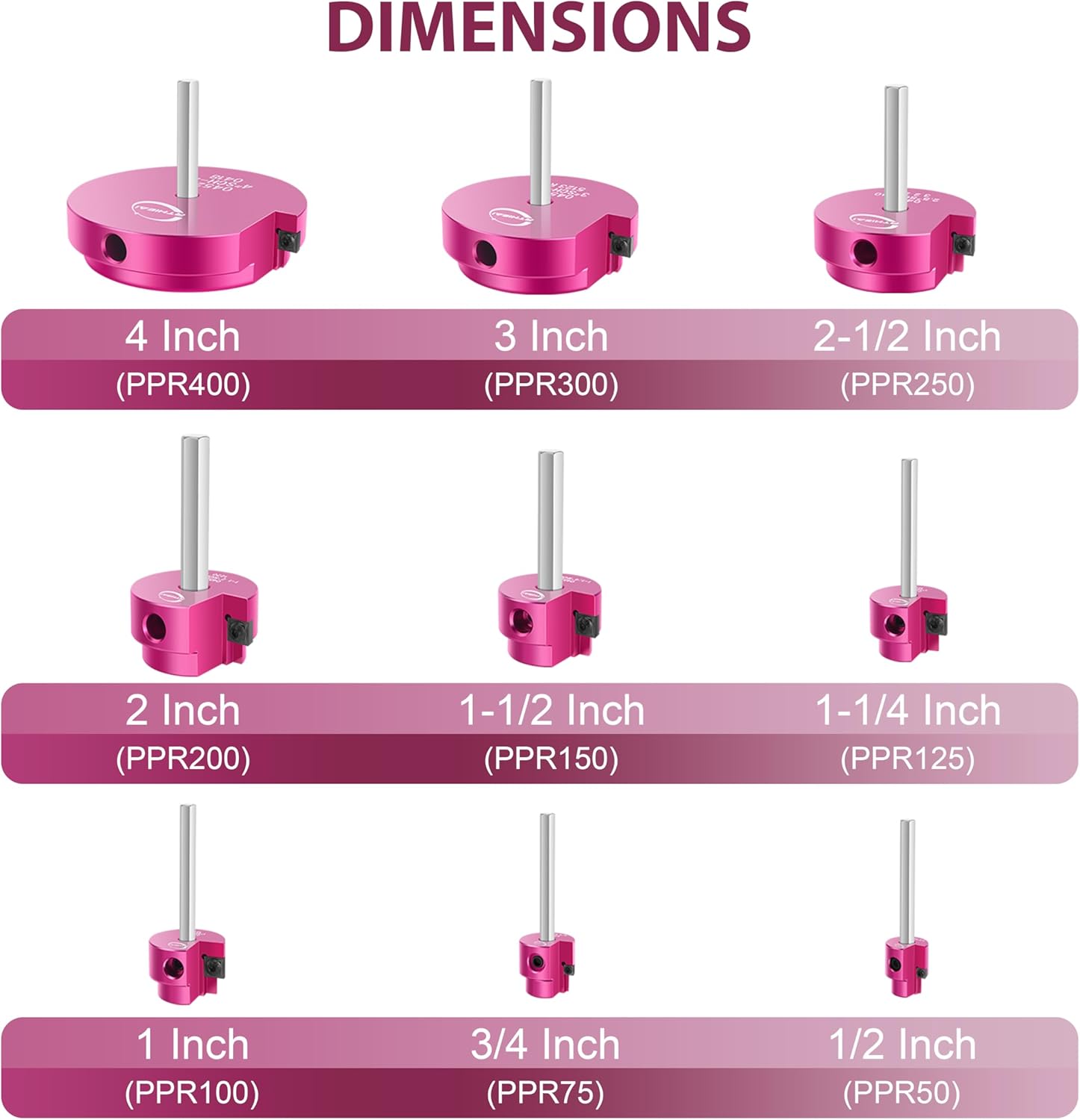 9 Pcs PVC Pipe Reamer Kit, PVC Fitting Saver Socket Saver Plumbing Tool with 1/2", 3/4", 1", 1-1/4", 1-1/2", 2", 2.5", 3" and 4" Head, Pipe Fitting Reamer for SCH40 CPVC ABS, Fits Standard 1/2" Drill