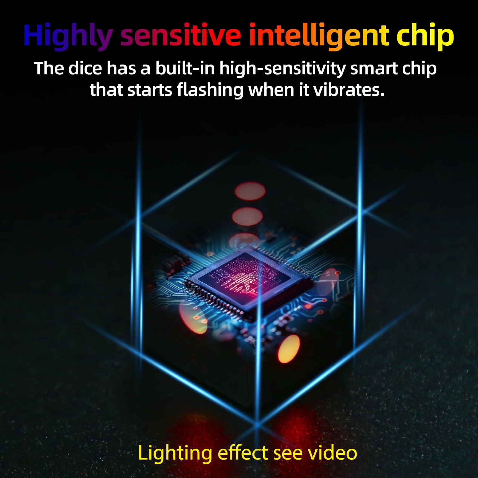 Paquete de 2 dados de números, dados iluminados, chip de sensor de vibración integrado, la vibración brillará. Una hora de carga se puede utilizar 1000 veces.