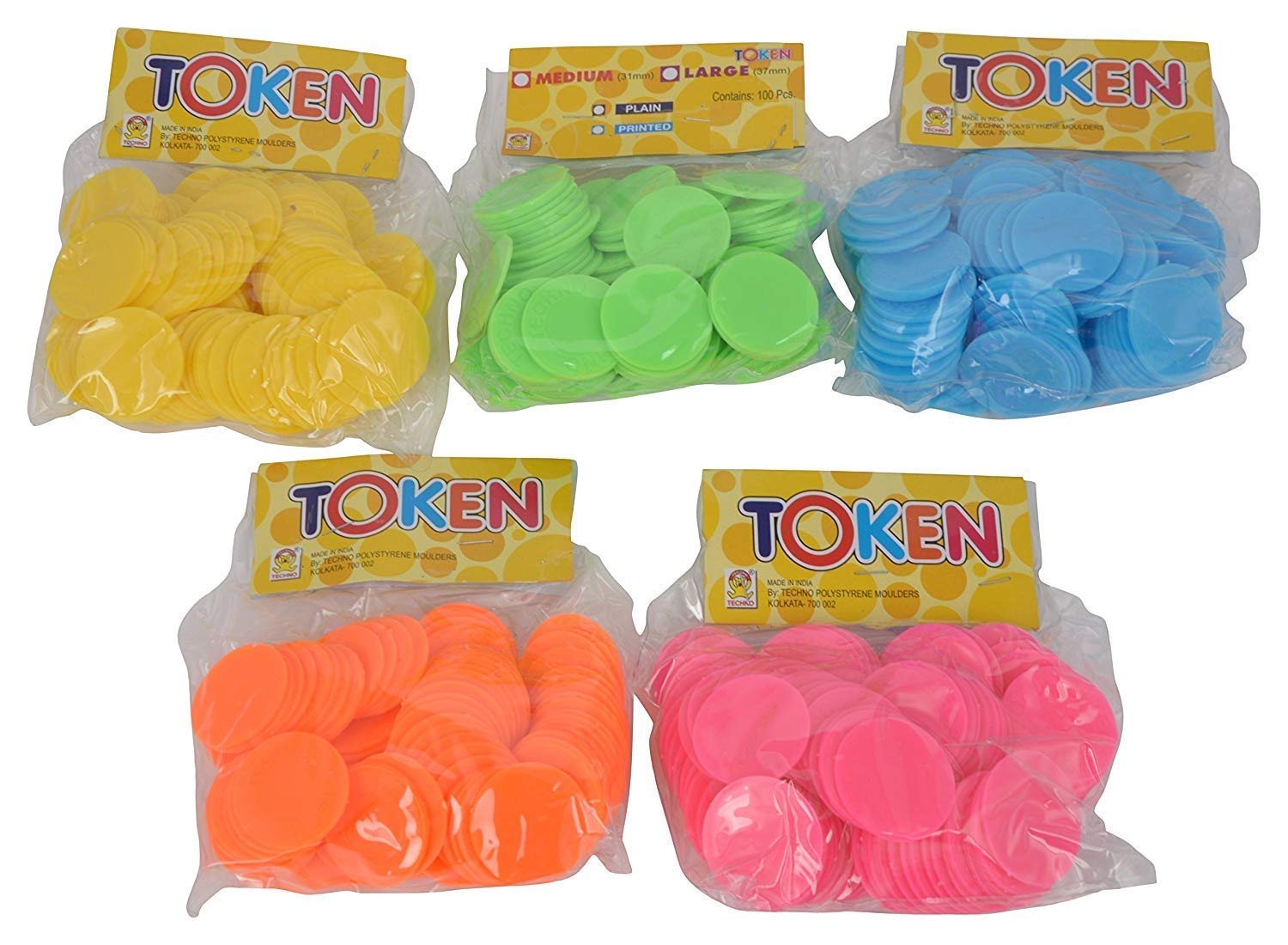 E Shopping Plastic Plain Coin 500 Pieces (Multicolour, 5 x 2 x 5 cm)