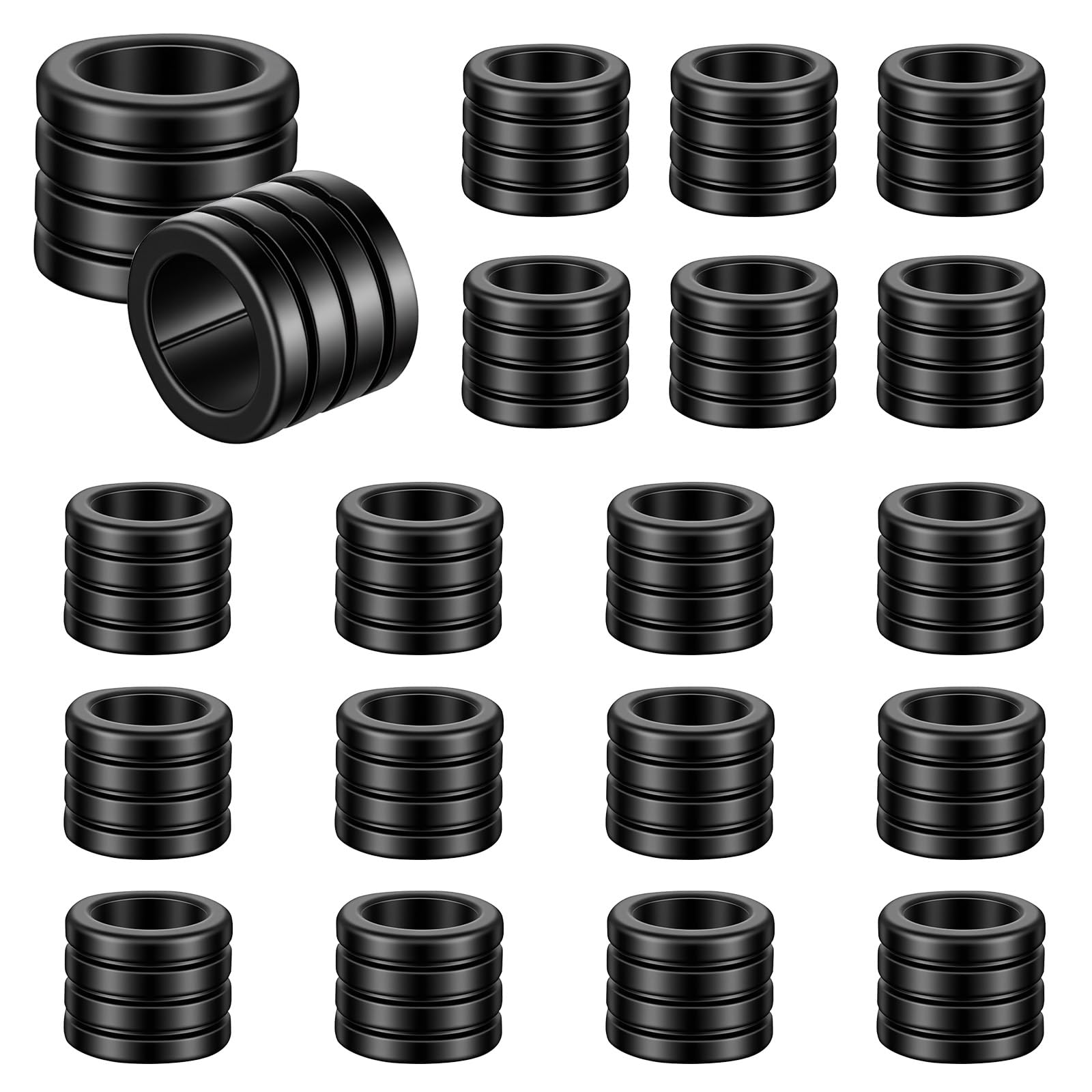View 1 of 20 PCS Paracord Beads, Stainless Steel Paracord Bead Black Spacer Beads Metal Column Lanyard Bead Grooved Tube Beading 7mm Large Hole Beading for DIY Bracelet Necklace Jewelry Making