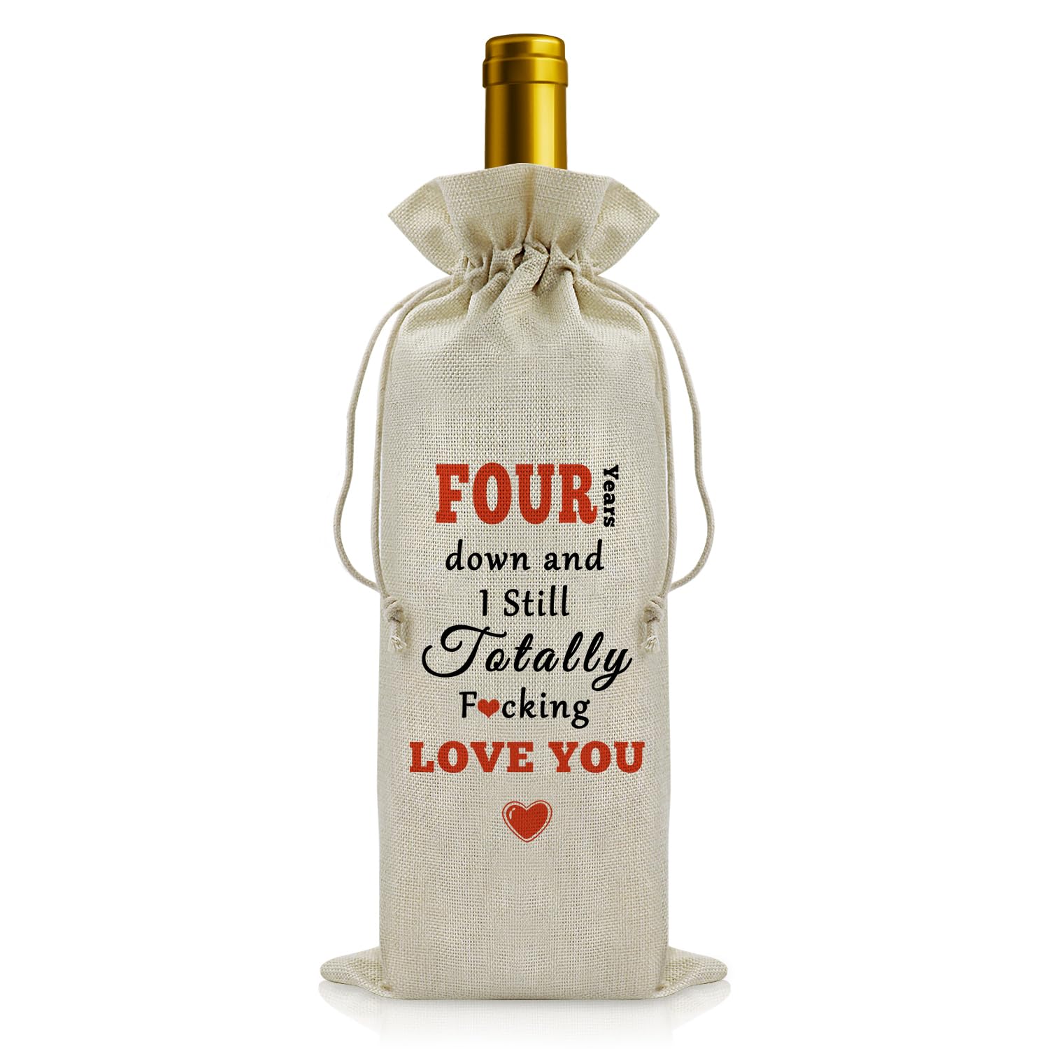 4 Year Wedding Anniversary Wine Bags for Husband Girlfriend 4th Anniversary Wedding Gifts for Her Him 4th Anniversarys Wine Bottle Bag Couple Gift for Anniversarys Wines Bags