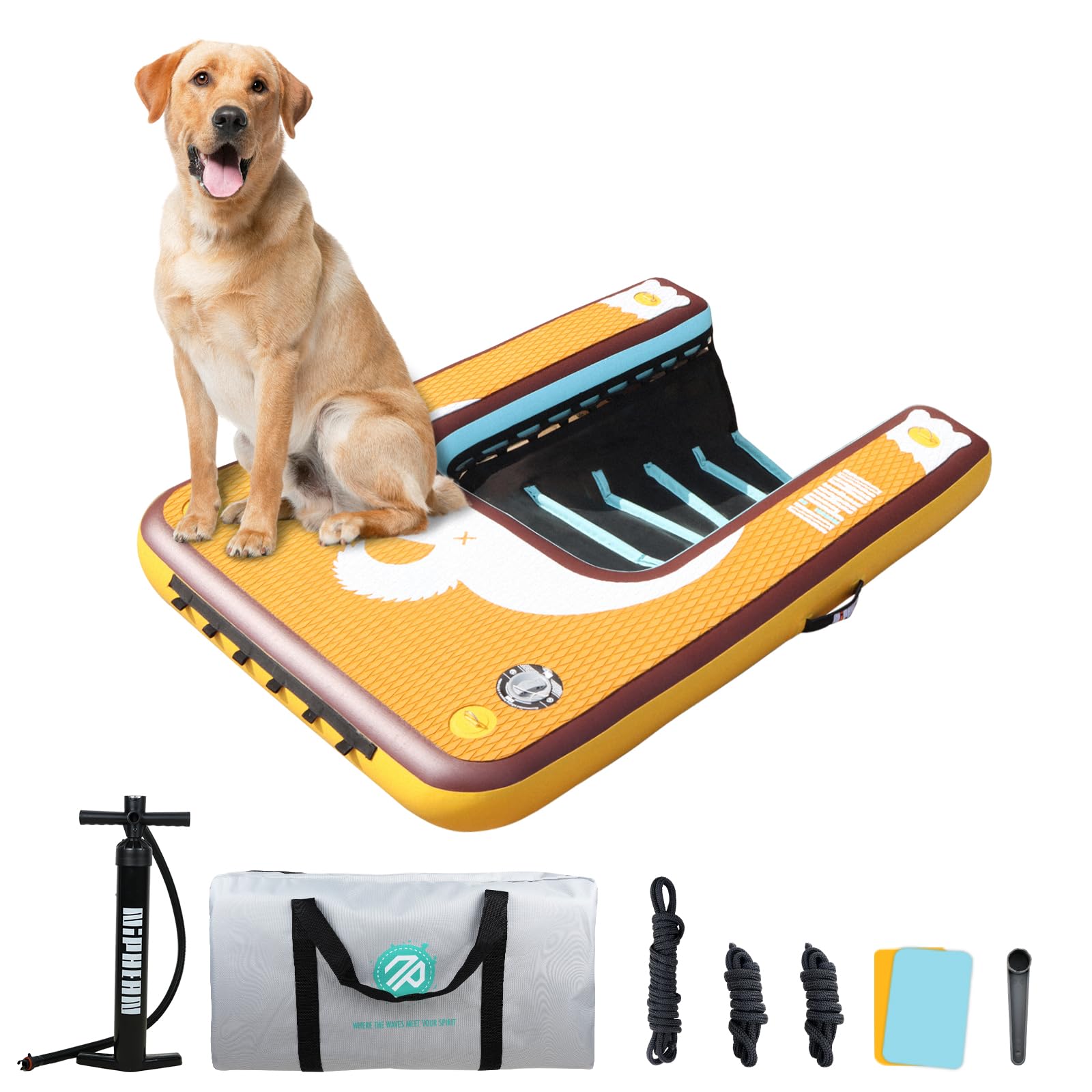 Niphean Dog Pool Ramp, Non-Slip Floating Dog Boat Ramp Up to 240 Pounds