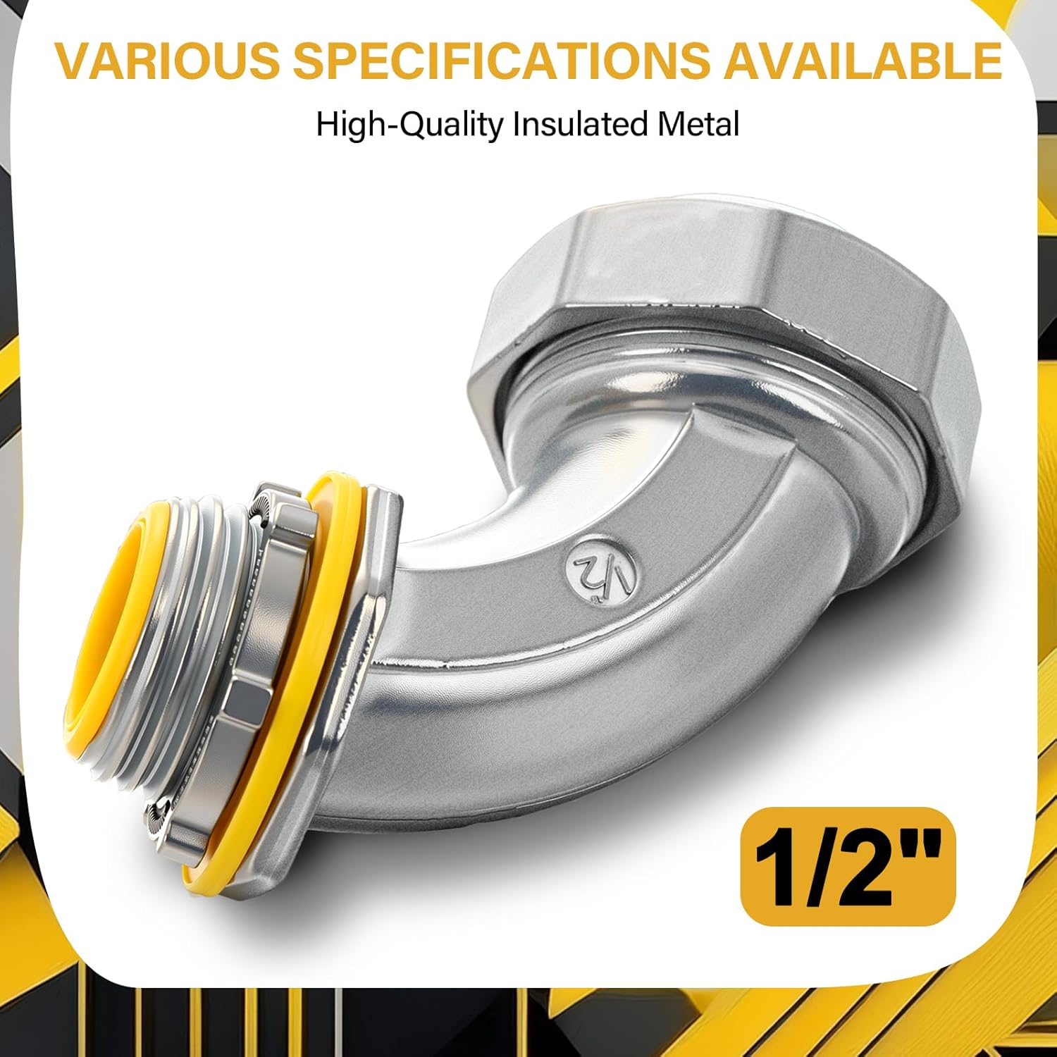 Gisafai 10 Pcs Liquid Tight Connector 90 Degree Insulated Zinc Die Cast Metal Tight Electrical Conduit Connector for 1/2 Inch Flexible and Type B Flexible Waterproof Nonmetallic Conduit