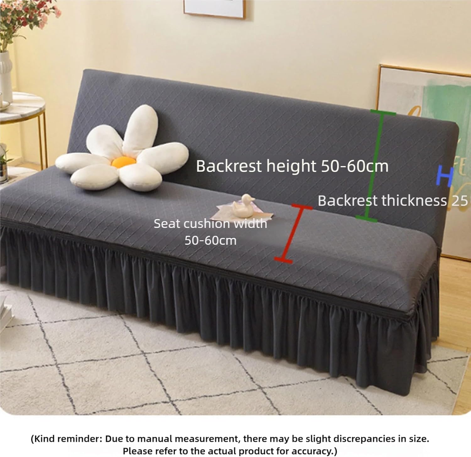 Armless Futon Slipcover Full Protector, Modern Style Sofa Cover with Anti-Slip Elastic Base for Living Room, Bedroom Pet-Friendly Homes(Brown,Small)