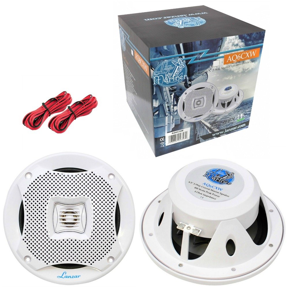 LANZAR 2 AQ6CXW diffusori a 2 vie bianchi 200 watt rms 400 watt max 19,5 cm 6,5" camper mare piscina barca ristorante hotel impermeabili, a coppia
